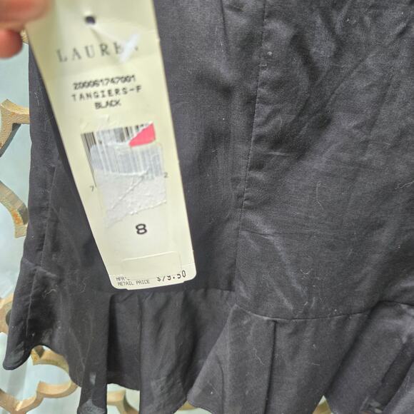 NWT Lauren Ralph Lauren Womens VTG Y2K Whimsigoth Sheer Black Ruffle Top 8 Boho - Picture 7 of 11